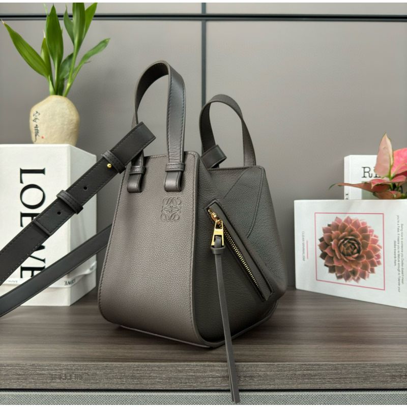 Loewe Compact Hammock bag in soft grained calfskin-Deep grey