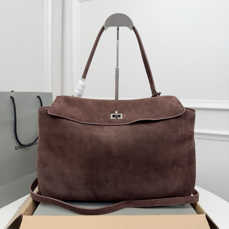 Balenciaga Rodeo Medium Handbag in Suede and Calfskin 