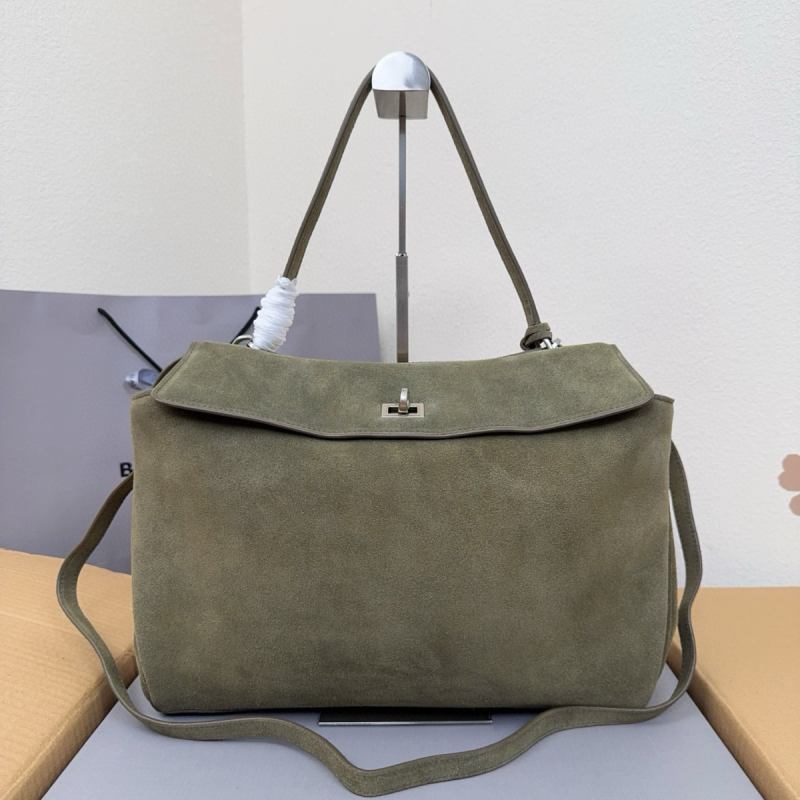 Balenciaga Rodeo Medium Handbag in Suede and Calfskin 