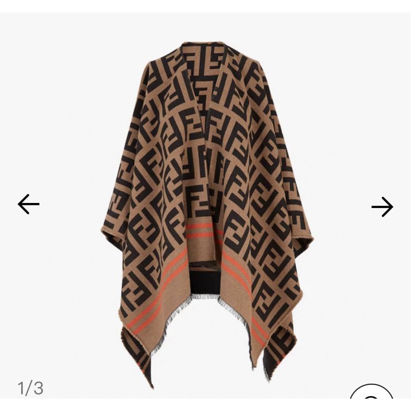 Fendi Wool and Cashmere FF Poncho