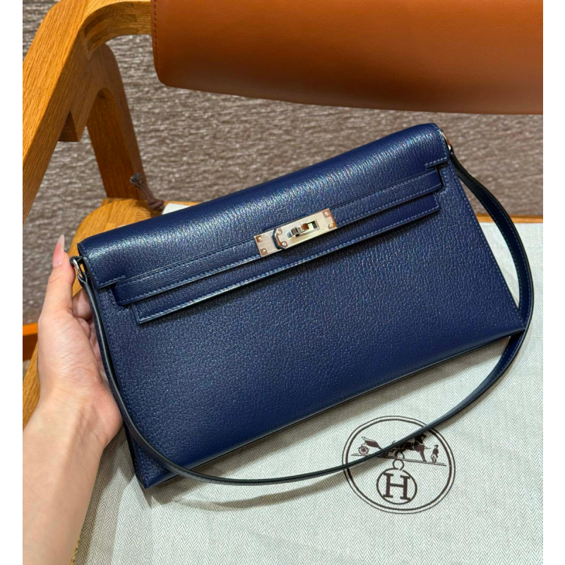 Hermes Kelly Elan Shoulder Bag-Navy Blue 