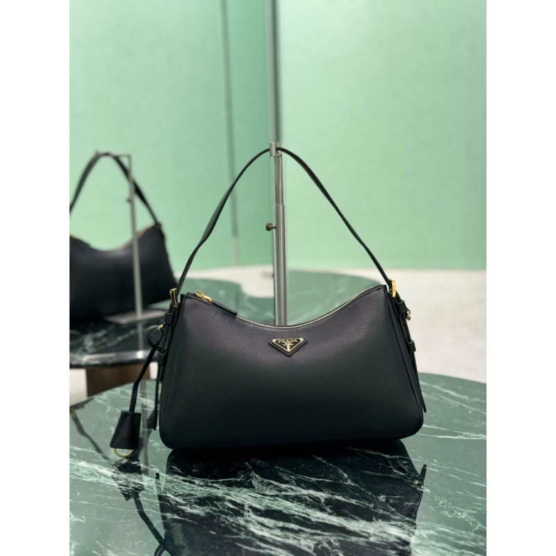 Prada Aimée medium leather shoulder bag-Black