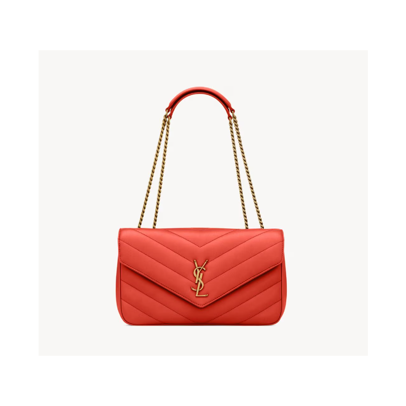 Saint Laurent Loulou Medium in matelasse lambskin- Red