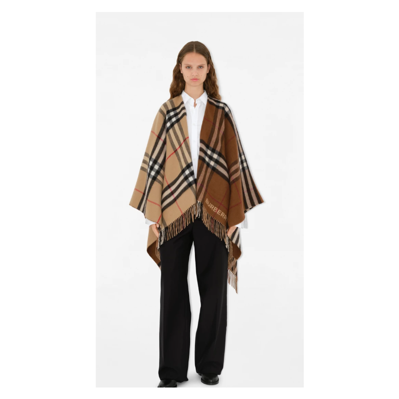 Burberry Contrast Check Check Cashmere Cape 