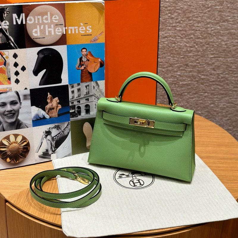 Hermes Mini Kelly Epsom leather-Vert Criquent